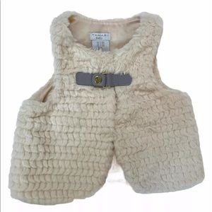 Faux Fur Pink Beige Vest Baby Girls 3-6 Months